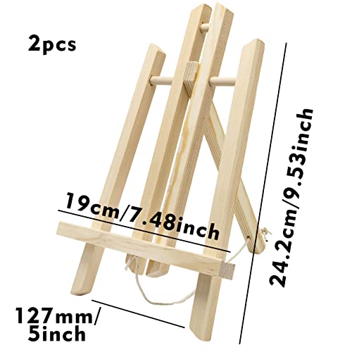 2 Pack Wooden Tabletop Art Display Easels, Small Painting Easel 30cm, Desktop Holder Stand for Displaying Canvas Paintings,Drawing, Weddings, Kids Arts & Crafts