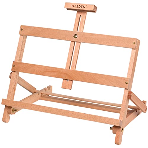 MEEDEN Tabletop H-Frame Studio Easel, Adjustable Beechwood Art Craft Painting Display Easel, Portable Desktop Wooden Easel Stand for Artist, Beginners & Students, Holds Canvas up to 21"