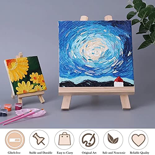 2 Pcs Wooden Mini Easel Tabletop Display Easel, Small Artist Painting Holder Stand Desktop Triangle Easels A-Frame Studio Easel for Calendar , Exhibition, Drawing, Sketching, Weddings - 28 x 18cm