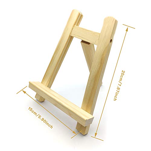 2 Pcs Wooden Table Top Easels, 15x20 cm/5.9x7.87 inch Small Tabletop Display Easel Stand, Mini Artist Canvas Painting Desktop Triangle Easel Holder Stand for Calendar/Drawing/Sketching/Wedding