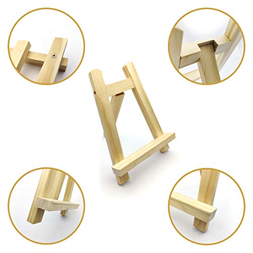 2 Pcs Wooden Table Top Easels, 15x20 cm/5.9x7.87 inch Small Tabletop Display Easel Stand, Mini Artist Canvas Painting Desktop Triangle Easel Holder Stand for Calendar/Drawing/Sketching/Wedding