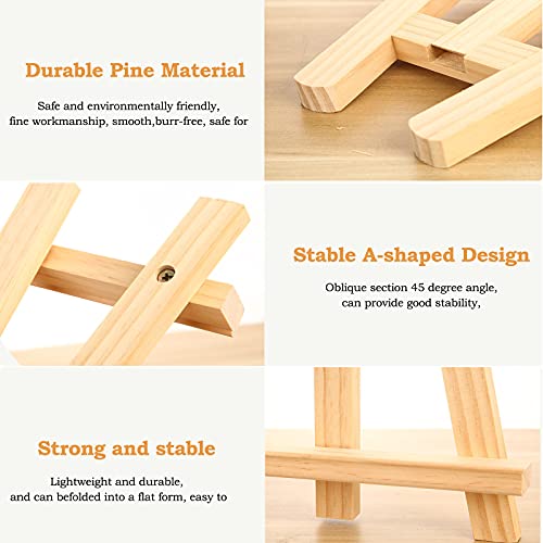 2 Pcs Wooden Mini Easel Tabletop Display Easel, Small Artist Painting Holder Stand Desktop Triangle Easels A-Frame Studio Easel for Calendar , Exhibition, Drawing, Sketching, Weddings - 28 x 18cm