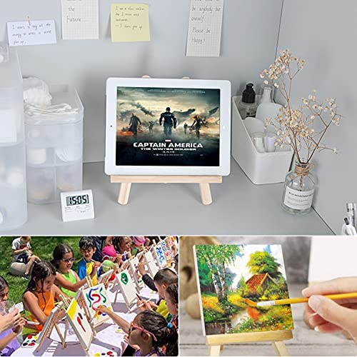 2 Pcs Wooden Mini Easel Tabletop Display Easel, Small Artist Painting Holder Stand Desktop Triangle Easels A-Frame Studio Easel for Calendar , Exhibition, Drawing, Sketching, Weddings - 28 x 18cm