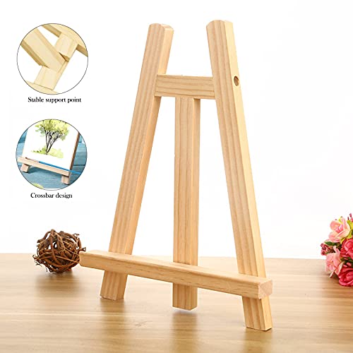 2 Pcs Wooden Mini Easel Tabletop Display Easel, Small Artist Painting Holder Stand Desktop Triangle Easels A-Frame Studio Easel for Calendar , Exhibition, Drawing, Sketching, Weddings - 28 x 18cm