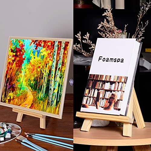 2 Pcs Wooden Mini Easel Tabletop Display Easel, Small Artist Painting Holder Stand Desktop Triangle Easels A-Frame Studio Easel for Calendar , Exhibition, Drawing, Sketching, Weddings - 28 x 18cm