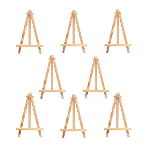 8Pcs Wooden Mini Easel Triangle Frame, Small Tabletop Art Display Easels, Desktop Holder Stand for Paintings, Weddings, Kids Arts & Crafts