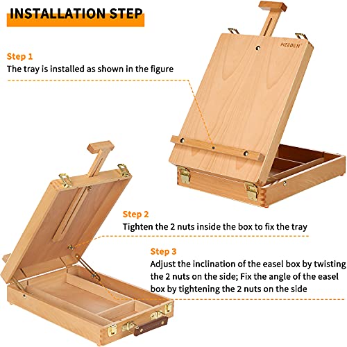 MEEDEN Studio Sketch Box Easel- Solid Beech Wood Universal Design Adjustable Tabletop Sketchbox Easel with Storage Box for Plein Air Artist, Art Students & Beginners