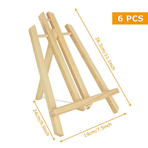 LOLYSIC 6 Pcs Wooden Tabletop Art Display Easels, 30cm/ 12inch Wooden Painting Easel, Desktop Wooden Easel Tripods Wood Display Stand for Painting, Canvas, Photo Frame, Arts & Craft