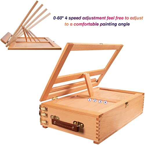 Kuyal Acrylic Painting Set- Adjustable Tabletop Easel, 48×22ML Acrylic Paints, Nylon Brushes, Plastic Palette Knife/Palette, Sketched Canvas, Canvas Pad, Acrylic Paint Pad (Tabletop Easel Set)