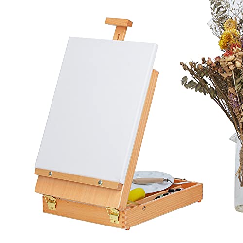 MEEDEN Studio Sketch Box Easel- Solid Beech Wood Universal Design Adjustable Tabletop Sketchbox Easel with Storage Box for Plein Air Artist, Art Students & Beginners