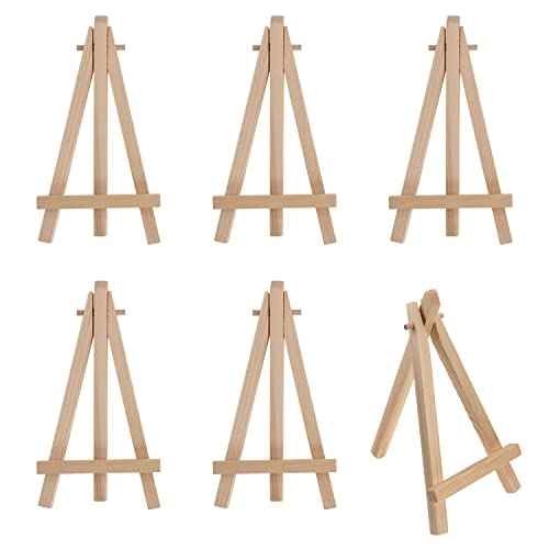DBOO 6Pcs Wooden Tabletop Art Display Easels, Small Painting Easel, Desktop Holder Stand for Displaying Canvas Paintings,Drawing, Weddings, Kids Arts & Crafts