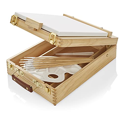 Artworx Painting Set for Adults - Box Easel - Portable Table Top Easel - Kit Includes 2 x Canvasses, 24 x Paints & 6 Brushes - Canvas Painting Set