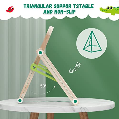 Wooden Kids Easel Foldable Mini Easel Desktop Drawing Board Double-Sided Whiteboard & Chalkboard Wooden Tabletop Art Easel with Letters and Numbers Board for Boys Girls 3 4 5 6 7 8 Years