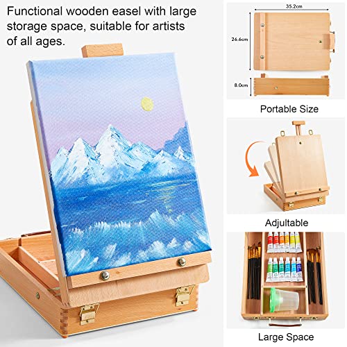 59 Pack Acrylic Painting Set, Shuttle Art Professional Deluxe Art Set with Table Top Easel, 30 Colours Acrylic Paints Set, Canvas, Brushes, Complete Drawing Set for Adults, Kids, Artists, Art Supplies