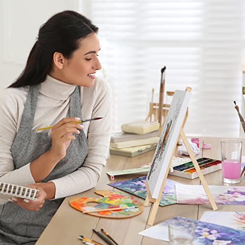 Belle Vous Small Wooden Tabletop Easel with Canvas Set (4 Pack) - W21.5 x H37cm / 8.46 x 14.57 inches - Mini Easel Tripod/A-Frame Display Stand for Canvas Acrylic/Oil Painting, Arts and Crafts