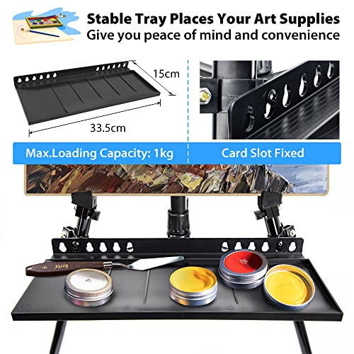 VAIIGO Art Easel Stand for Painting, Adjustable 51-155 cm, Folding Tripod Display Easel, Artist Stand Easel with Bag/Keg, Tabletop and Floor Painting Display Drawing Art Sketch (Black)