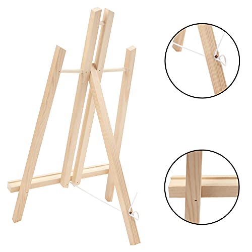 Belle Vous Wooden Tabletop Art Display Easel (4 Pack) - 40cm/16 Inches - Natural Pine Wood Tripods for Displaying Canvas Paintings, Kids Arts & Crafts and Frames