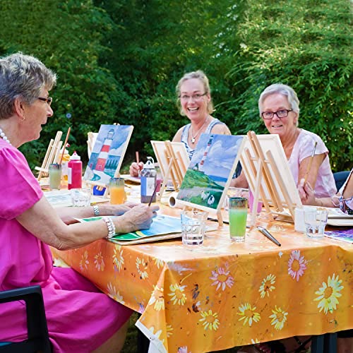 Belle Vous Small Wooden Tabletop Easel with Canvas Set (4 Pack) - W21.5 x H37cm / 8.46 x 14.57 inches - Mini Easel Tripod/A-Frame Display Stand for Canvas Acrylic/Oil Painting, Arts and Crafts