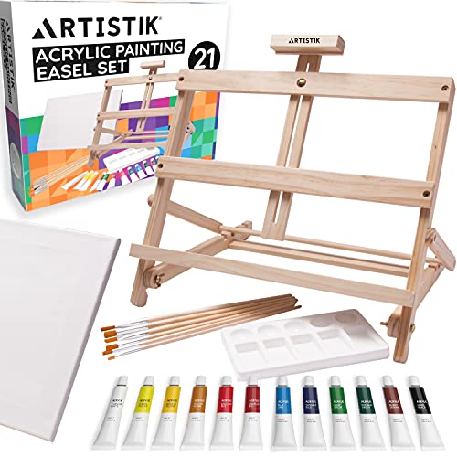 Artistik Easel Acrylic Set Table Top Desk Easel - Adjustable Desktop Table Easel Craft Workstation, Craft Art Painting Holder Display