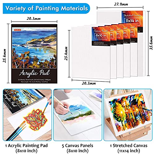 59 Pack Acrylic Painting Set, Shuttle Art Professional Deluxe Art Set with Table Top Easel, 30 Colours Acrylic Paints Set, Canvas, Brushes, Complete Drawing Set for Adults, Kids, Artists, Art Supplies