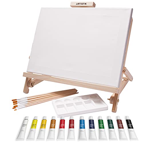 Artistik Easel Acrylic Set Table Top Desk Easel - Adjustable Desktop Table Easel Craft Workstation, Craft Art Painting Holder Display