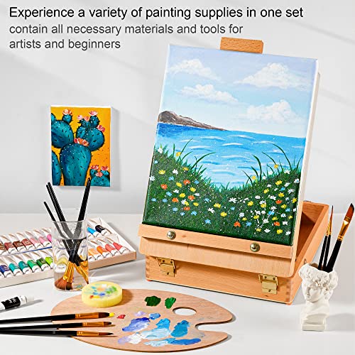 59 Pack Acrylic Painting Set, Shuttle Art Professional Deluxe Art Set with Table Top Easel, 30 Colours Acrylic Paints Set, Canvas, Brushes, Complete Drawing Set for Adults, Kids, Artists, Art Supplies
