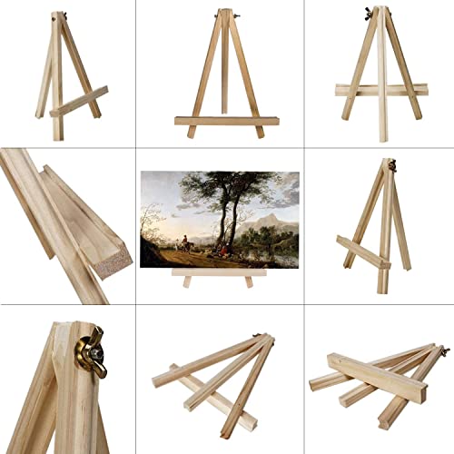 Cettkowns Portable 9" Wood Tripod Tabletop Display Easel for Artist Painting, Sketching, Displaying Photos, Decorative Plates and More