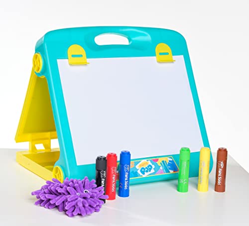 Paint Sticks for Kids - Creation Station Portable Table Top Easel - Foldable for Storage, Double Sided with Wipeable Whiteboard - Includes 6 Paint Sticks, Duster and Paper Clips