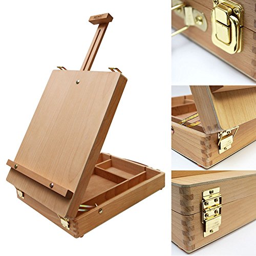 Mont Marte Adjustable Easel Wood Table Sketch Box Easels, Portable Art Easel for Painting and Drawing