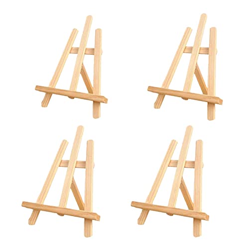 4Pcs Wooden Art Display Easels, Adjustable Tabletop Artist Painting Easel Wooden Display Stand for Painting , Card , Calendar, Drawing, Weddings, Craft Photos (21 x 27cm)