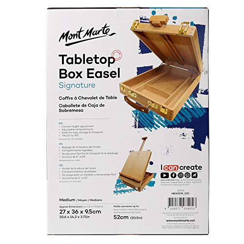 Mont Marte Adjustable Easel Wood Table Sketch Box Easels, Portable Art Easel for Painting and Drawing