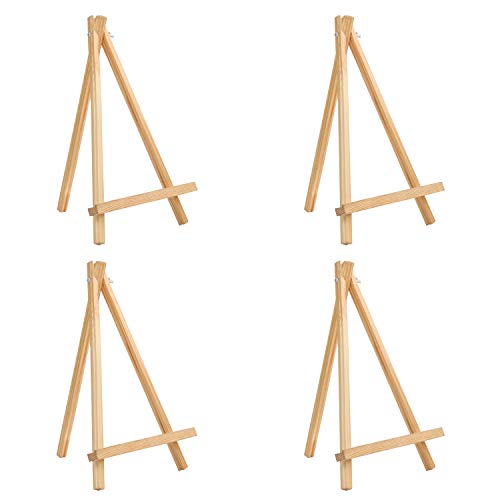 Belle Vous 4 Pack Wooden Tabletop Art Display Easel - 30cm/12 Inches - Small Natural Pine Wood Tripods for Displaying Canvas Paintings - Arts & Crafts and Frames