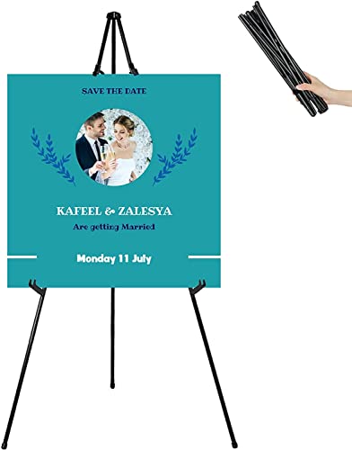 Portable Artist Easel Stand 63 Inches - Black Picture Stand Painting Easel with Bag - Table Top Art Drawing Easels for Painting Canvas, Wedding Signs, Poster, Tabletop Easels Display Metal Tripod