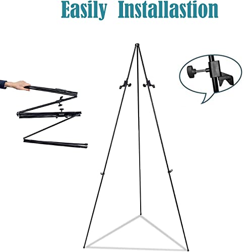 Portable Artist Easel Stand 63 Inches - Black Picture Stand Painting Easel with Bag - Table Top Art Drawing Easels for Painting Canvas, Wedding Signs, Poster, Tabletop Easels Display Metal Tripod