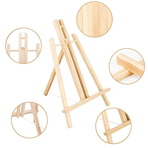 Cettkowns 16" Pinewood Wooden Easel Tabletop Display Easels A-Frame Art Craft Painting Easel Tripod Stand for Kids Student Classroom School Painting Party Table Desktop Easel