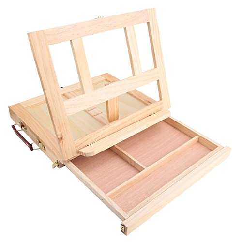 Credible Wood Tabletop Easel, Adjustable Folding Artist Easel Drawing Painting Portable Tabletop Easel Box with Drawer for Outdoor Painting, Painting, Drawing Displaying Artwork (10.6 * 2.8 * 14 in)