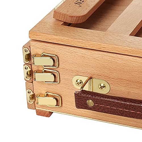 MEEDEN Large Adjustable Artist Tabletop Sketchbox Easel- Multi-Function Solid Beech Wood Storage Box Easel with 3-Drawer for Artist, Art Students & Beginners