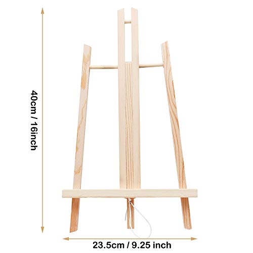 Cettkowns 16" Pinewood Wooden Easel Tabletop Display Easels A-Frame Art Craft Painting Easel Tripod Stand for Kids Student Classroom School Painting Party Table Desktop Easel