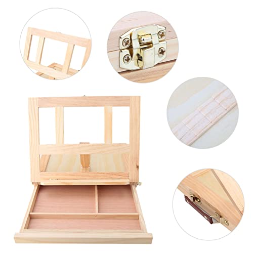 Credible Wood Tabletop Easel, Adjustable Folding Artist Easel Drawing Painting Portable Tabletop Easel Box with Drawer for Outdoor Painting, Painting, Drawing Displaying Artwork (10.6 * 2.8 * 14 in)