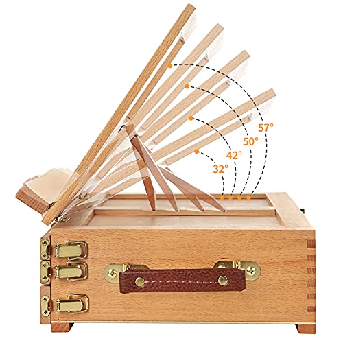 MEEDEN Large Adjustable Artist Tabletop Sketchbox Easel- Multi-Function Solid Beech Wood Storage Box Easel with 3-Drawer for Artist, Art Students & Beginners