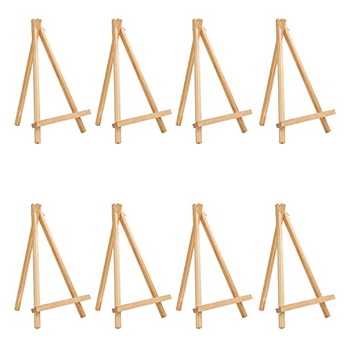 Belle Vous Wooden Tabletop Art Display Easel (8 Pack) - 30cm/12 Inches - Small Natural Pine Wood Tripods for Displaying Canvas Paintings, Kids Arts & Crafts and Frames