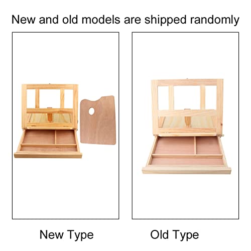 Credible Wood Tabletop Easel, Adjustable Folding Artist Easel Drawing Painting Portable Tabletop Easel Box with Drawer for Outdoor Painting, Painting, Drawing Displaying Artwork (10.6 * 2.8 * 14 in)