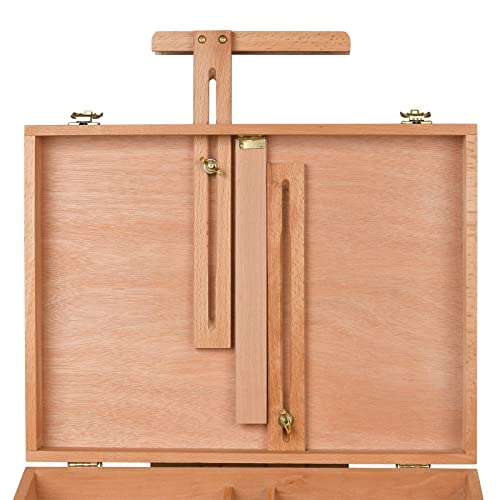MEEDEN Tabletop Art Sketchbox Easel, Solid Beechwood Artist Easel Box Storage Organizer to Store Art Supplies, Paints, Art Table Easel for Artists, Beginners Painting Drawing, Hold Canvas up to 28''