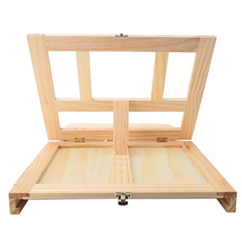 Credible Wood Tabletop Easel, Adjustable Folding Artist Easel Drawing Painting Portable Tabletop Easel Box with Drawer for Outdoor Painting, Painting, Drawing Displaying Artwork (10.6 * 2.8 * 14 in)