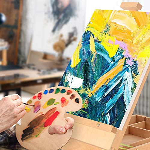 Art Supplies Box Easel Sketchbox Painting Storage Box, Adjust Wood Tabletop Easel for Drawing & Sketching Student