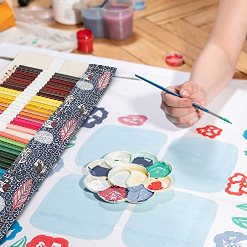 3 PCS Canvas Pencil Wrap 36 Holes Pencil Roll Wrap Canvas Pencil Wrap Case Drawing Coloring Pencil Roll Up Case for School Office Drawing