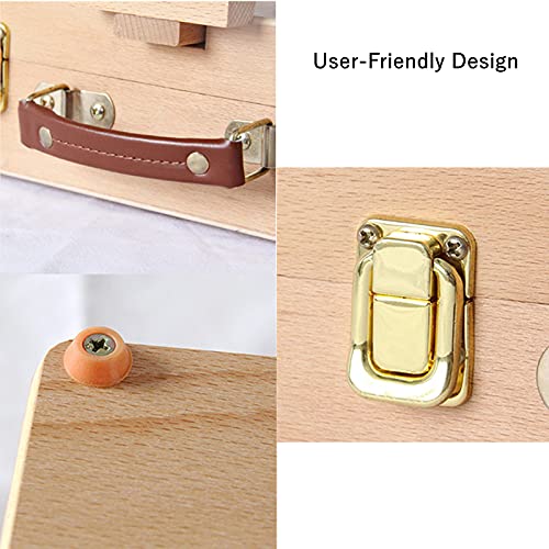 DEAYOU Wood Tabletop Easel Storage Box, Beechwood Portable Sketchbox for Painting, Adjustable Wooden Desktop Drawing Easel Case for Art Supplies, Painters, Adult, Student, Artist, Beginner