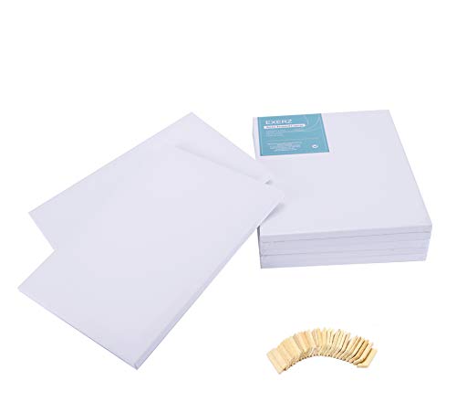 Exerz 30x40cm Framed Canvas 5pk - 1.7cm Pre-Stretched Canvas Artist Blank/ A3 Canvas 280GSM 100% Cotton/Triple Primed/Acid Free/Medium Grain/Professional Artist Acrylic Paint, Oil Paint