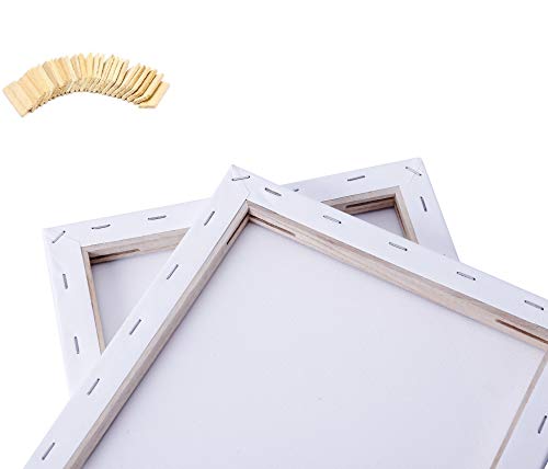 Exerz 30x40cm Framed Canvas 5pk - 1.7cm Pre-Stretched Canvas Artist Blank/ A3 Canvas 280GSM 100% Cotton/Triple Primed/Acid Free/Medium Grain/Professional Artist Acrylic Paint, Oil Paint