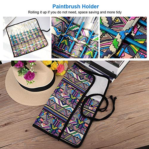 Pssopp Canvas Artist Paint Brush Holder 20 Holes Art Brush Roll Up Case for Artists School Office Brush Pen Storage